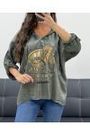 EAGLE HOODIE METALLIC EFFECT PE0707 KHAKI