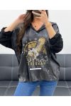 EAGLE HOODIE METALLIC EFFECT PE0707 BLACK