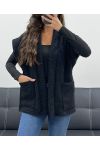 SOFT PILE 2-POCKET JACKET AH5143 BLACK