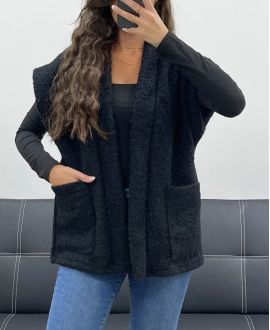SOFT PILE 2-POCKET JACKET AH5143 BLACK