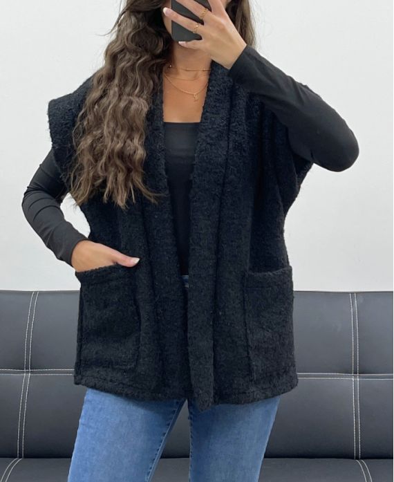 SOFT PILE 2-POCKET JACKET AH5143 BLACK