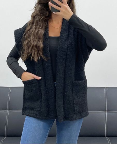 SOFT PILE 2-POCKET JACKET AH5143 BLACK