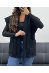 SOFT PILE 2-POCKET JACKET AH5143 BLACK