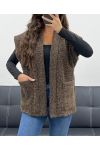 CHAQUETA SOFT PILE 2 BOLSILLOS AH5143 CHOCOLATE