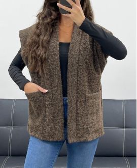 SOFT PILE 2-POCKET JACKET AH5143 CHOCOLATE