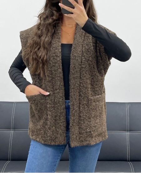 SOFT PILE 2-POCKET JACKET AH5143 CHOCOLATE