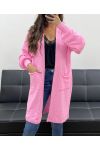 MID-LENGTH KNIT VEST 2 POCKETS PE5133 PINK