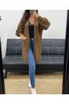 MID-LENGTH KNITTED VEST 2 POCKETS PE5133 CHOCOLATE