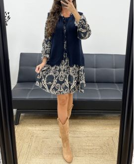 SLEEVELESS WOOL VEST BOWS PE5124 NAVY