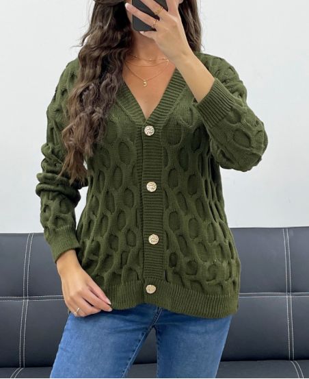 STRUCTURED EFFECT KNIT VEST PE5132 KAKI