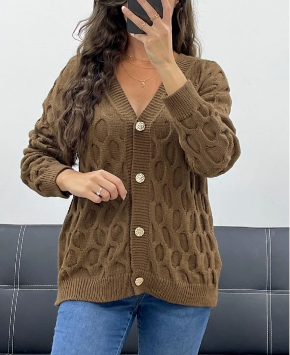STRUCTURED EFFECT KNIT VEST PE5132 CHOCOLATE