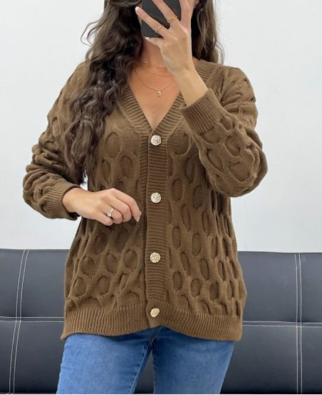 STRUCTURED EFFECT KNIT VEST PE5132 CHOCOLATE