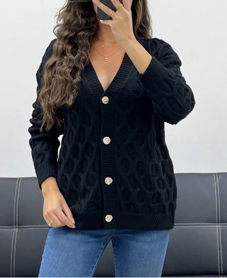 STRUCTURED EFFECT KNITTED VEST PE5132 BLACK