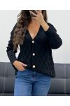STRUCTURED EFFECT KNITTED VEST PE5132 BLACK