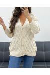 STRUCTURED EFFECT KNITTED CARDIGAN PE5132 BEIGE