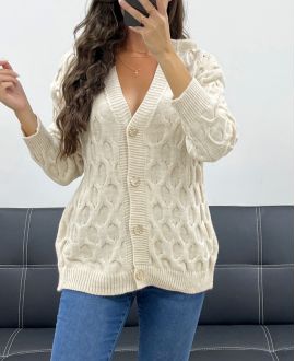 STRICKJACKE MIT STRUKTUREFFEKT PE5132 BEIGE
