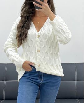 STRUCTURED EFFECT KNIT VEST PE5132 WHITE