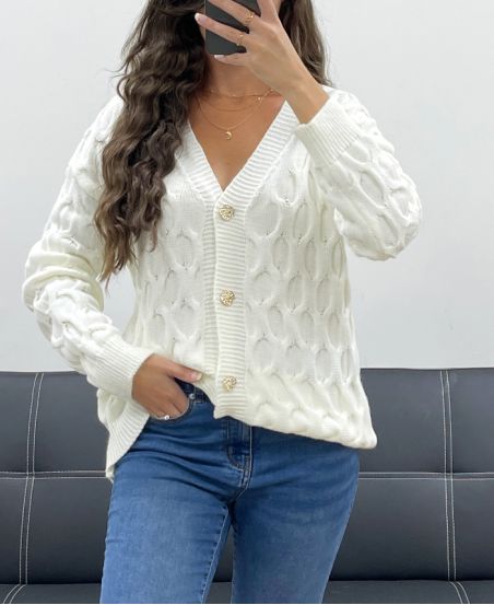 STRUCTURED EFFECT KNIT VEST PE5132 WHITE