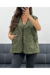2-POCKET SLEEVELESS JACKET PE5112 KHAKI