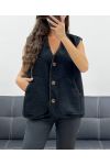 2-POCKET SLEEVELESS JACKET PE5112 BLACK