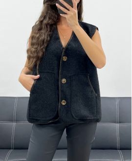 2-POCKET SLEEVELESS JACKET PE5112 BLACK