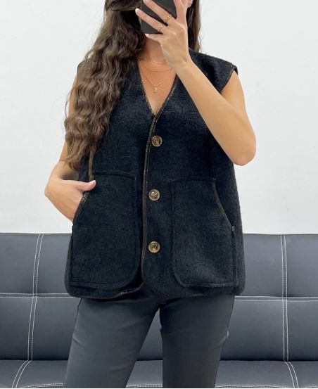 2-POCKET SLEEVELESS JACKET PE5112 BLACK