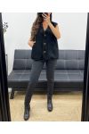 2-POCKET SLEEVELESS JACKET PE5112 BLACK