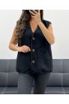 2-POCKET SLEEVELESS JACKET PE5112 BLACK