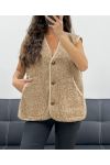 2-POCKET SLEEVELESS JACKET PE5112 CAMEL