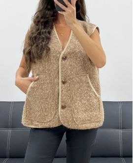 2-POCKET SLEEVELESS JACKET PE5112 CAMEL