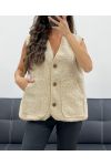 2-POCKET SLEEVELESS JACKET PE5112 BEIGE