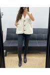 2-POCKET SLEEVELESS JACKET PE5112 WHITE
