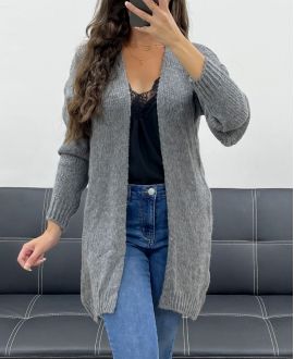 MITTELLANGE WESTE AUS WEICHER WOLLE PE5121 GRAU