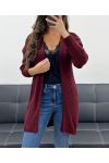 MITTELLANGE STRICKJACKE AUS WEICHER WOLLE PE5121 BORDEAUX