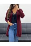 SOFT WOOL MID-LENGTH CARDIGAN PE5121 BURGUNDY