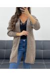 MITTELLANGE STRICKJACKE AUS WEICHER WOLLE PE5121 TAUPE