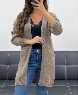 SOFT WOOL MID-LENGTH CARDIGAN PE5121 TAUPE