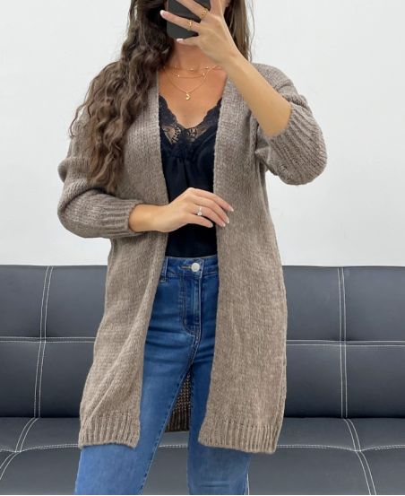 SOFT WOOL MID-LENGTH CARDIGAN PE5121 TAUPE