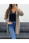 SOFT WOOL MID-LENGTH CARDIGAN PE5121 TAUPE