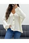 SOFT OVERSIZED VEST WITH GOLD BUTTONS PE5149 WHITE