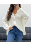 CHALECO OVERSIZE SUAVE CON BOTONES DORADOS PE5149 BLANCO