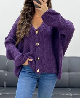 SOFT OVERSIZED VEST WITH GOLD BUTTONS PE5149 PURPLE