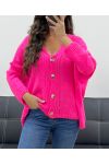 SOFT OVERSIZED VEST WITH GOLD BUTTONS PE5149 FUSHIA