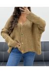 SOFT OVERSIZED VEST WITH GOLD BUTTONS PE5149 CAMEL