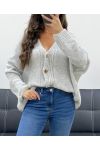 SOFT OVERSIZED VEST WITH GOLD BUTTONS PE5149 LIGHT GREY