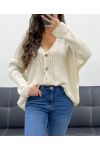 SOFT OVERSIZED VEST WITH GOLD BUTTONS PE5149 BEIGE