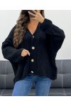 SOFT OVERSIZED VEST WITH GOLD BUTTONS PE5149 BLACK