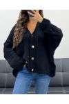 SOFT OVERSIZED VEST WITH GOLD BUTTONS PE5149 BLACK