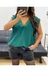 TOP DE ENCAJE DE CAMISOLA SUELTA AH255020 VERDE