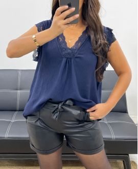 CANOTTA AMPIA IN PIZZO AH255020 BLU NAVY